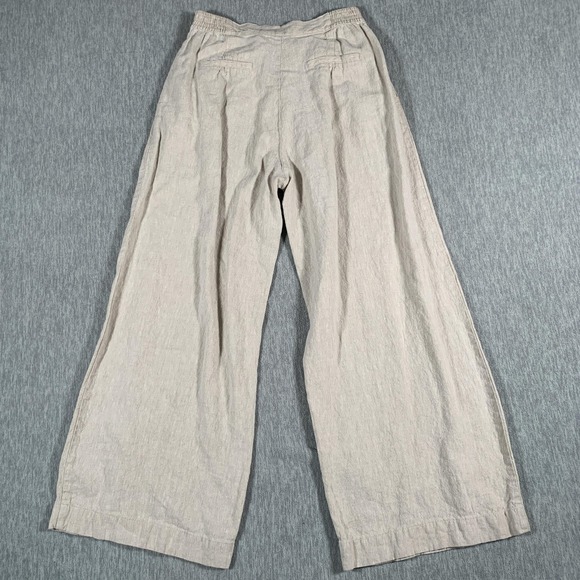 Sovere Pants Womens Medium Beige High Rise Wide Leg Linen Blend Pleated - Picture 10 of 11